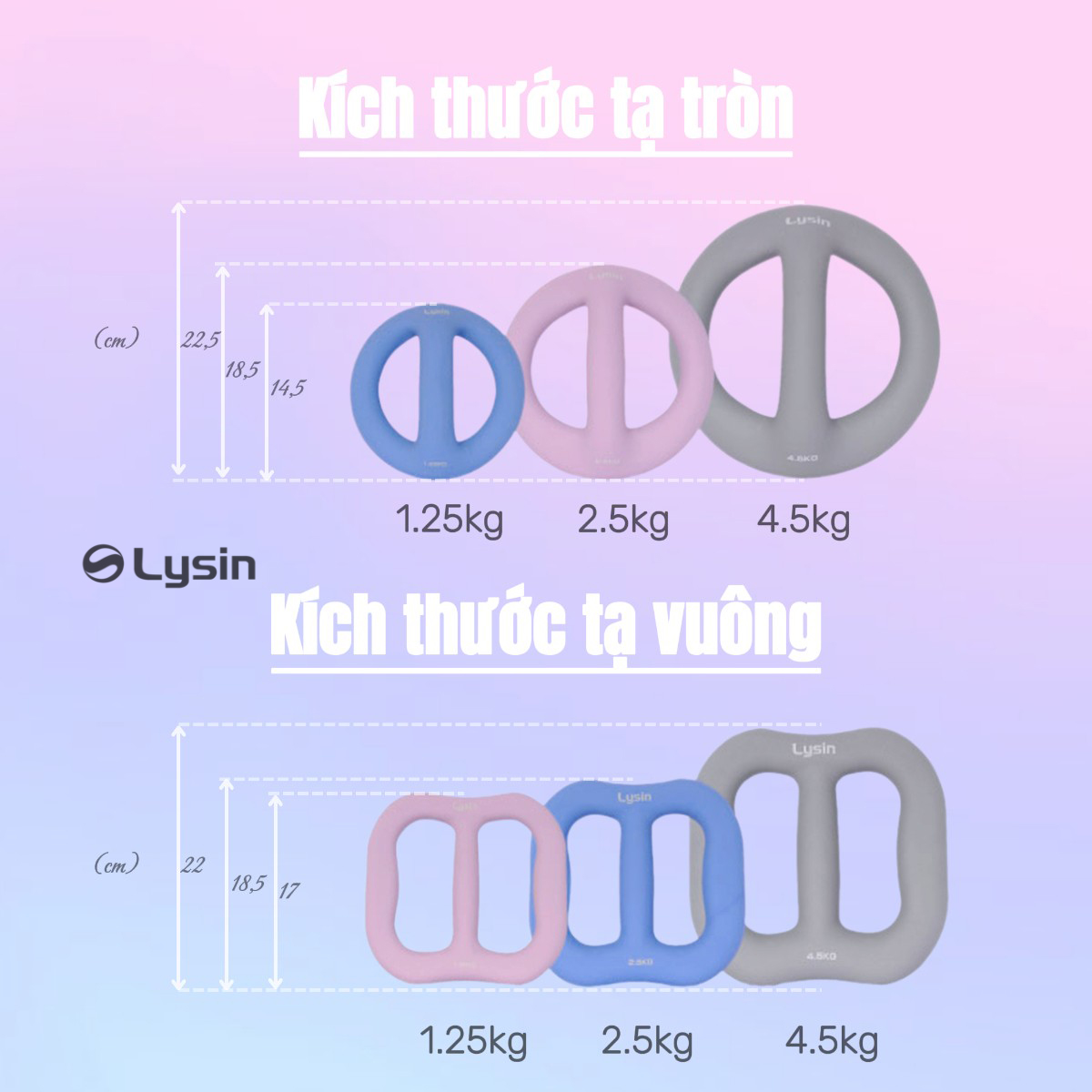 Lysin - quả tạ nữ, tạ ấm, tạ bình vôi khối lượng 1.25kg 2.5kg 4.5kg bằng sắt bọc cao su nhám chống trượt thiết kế hình tròn có tay cầm giữa gọn nhẹ kiểu dáng độc đáo rèn luyện sức khỏe, tập luyện đẹp dáng tạ tay tập cơ tay.