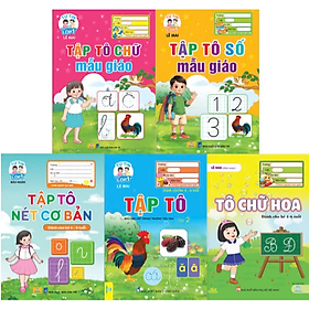 Sách - Combo 5 quyển Tập tô chữ, tô số mẫu giáo, tô chữ hoa và các nét cơ bản -ndbooks