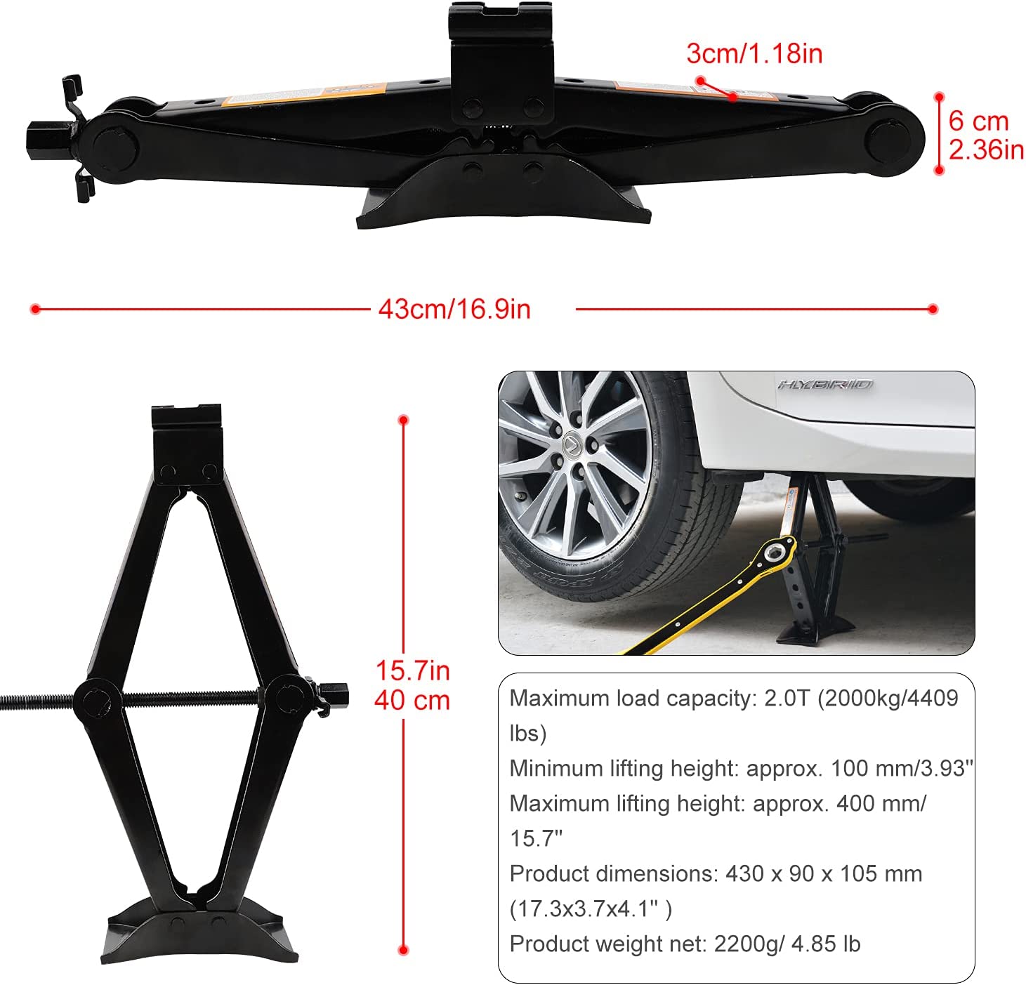 Kích nâng gầm xe ô tô - Kích lốp ô tô chữ A đầu bám xoay 360 độ - Tay siết lực cờ lê 17 tròng tự động