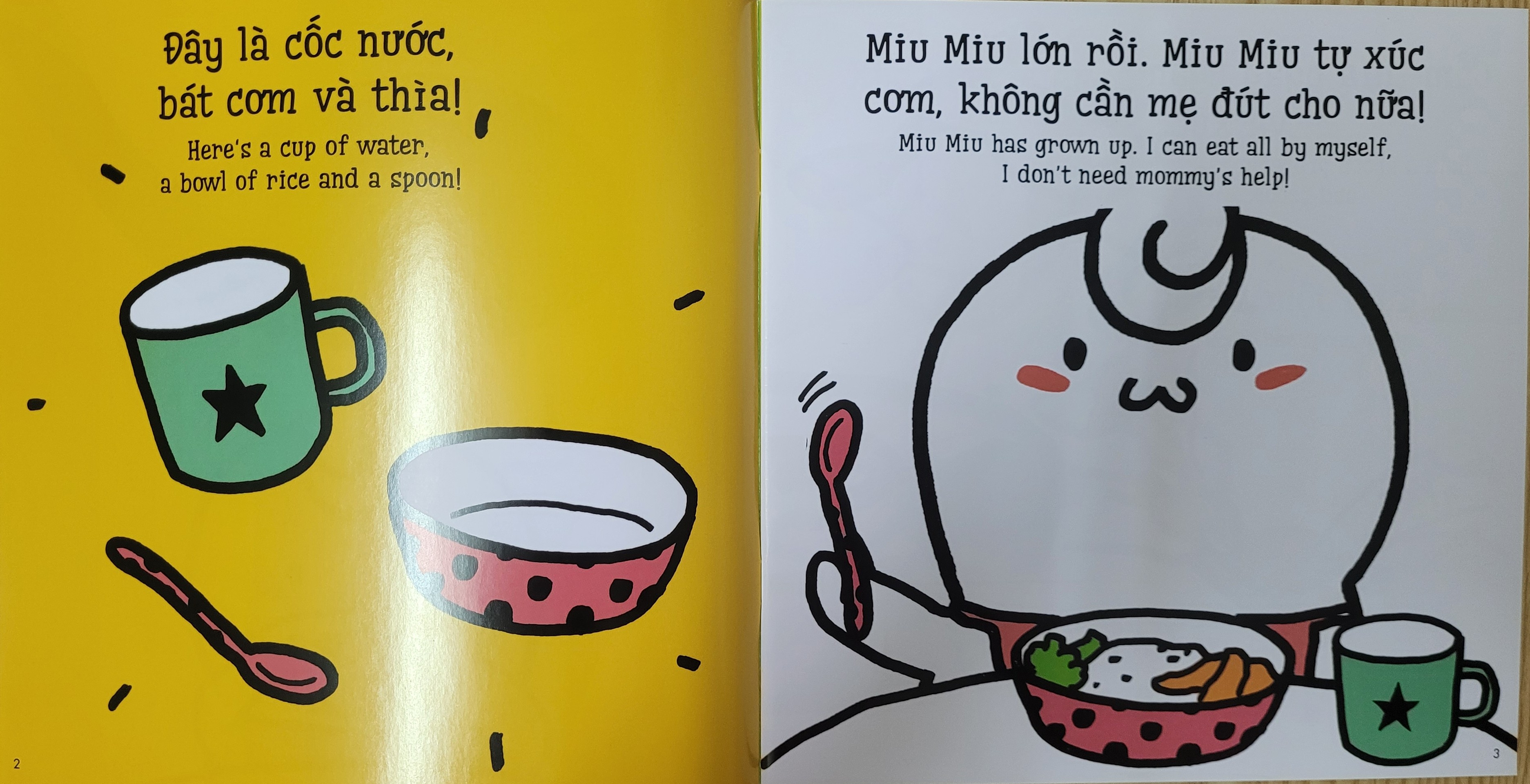 Sách Ehon Kĩ Năng Sống Miu Miu Tự Lập Phần 1 - Song Ngữ Anh - Việt (1-6 tuổi)