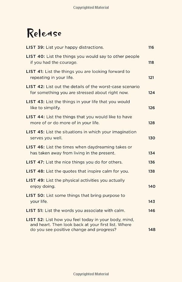 52 Lists For Calm: Journaling Inspiration For Soothing Anxiety And Creating A Peaceful Life