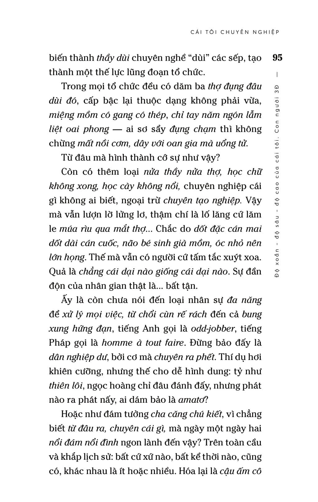 Cái Tôi Chuyên Nghiệp - Độ Xoắn-Độ Sâu-Độ Cao Của Cái Tôi - Con Người 3Đ