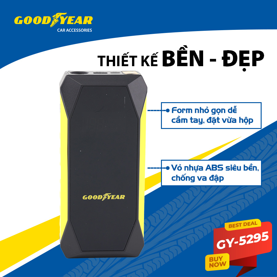 Bộ Kích Bình Cho Xe Hơi 500A GOODYEAR GY-5295 Đa Chức Năng Sạc Dự Phòng 10000mAh Đèn LED Khẩn Cấp - Nhập Khẩu Chính Hãng