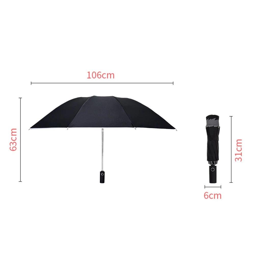 Ô dù thời trang tự động 2 chiều một nút bấm chống tia UV có đèn LED xoay 10 nan logo xe hơi cao cấp