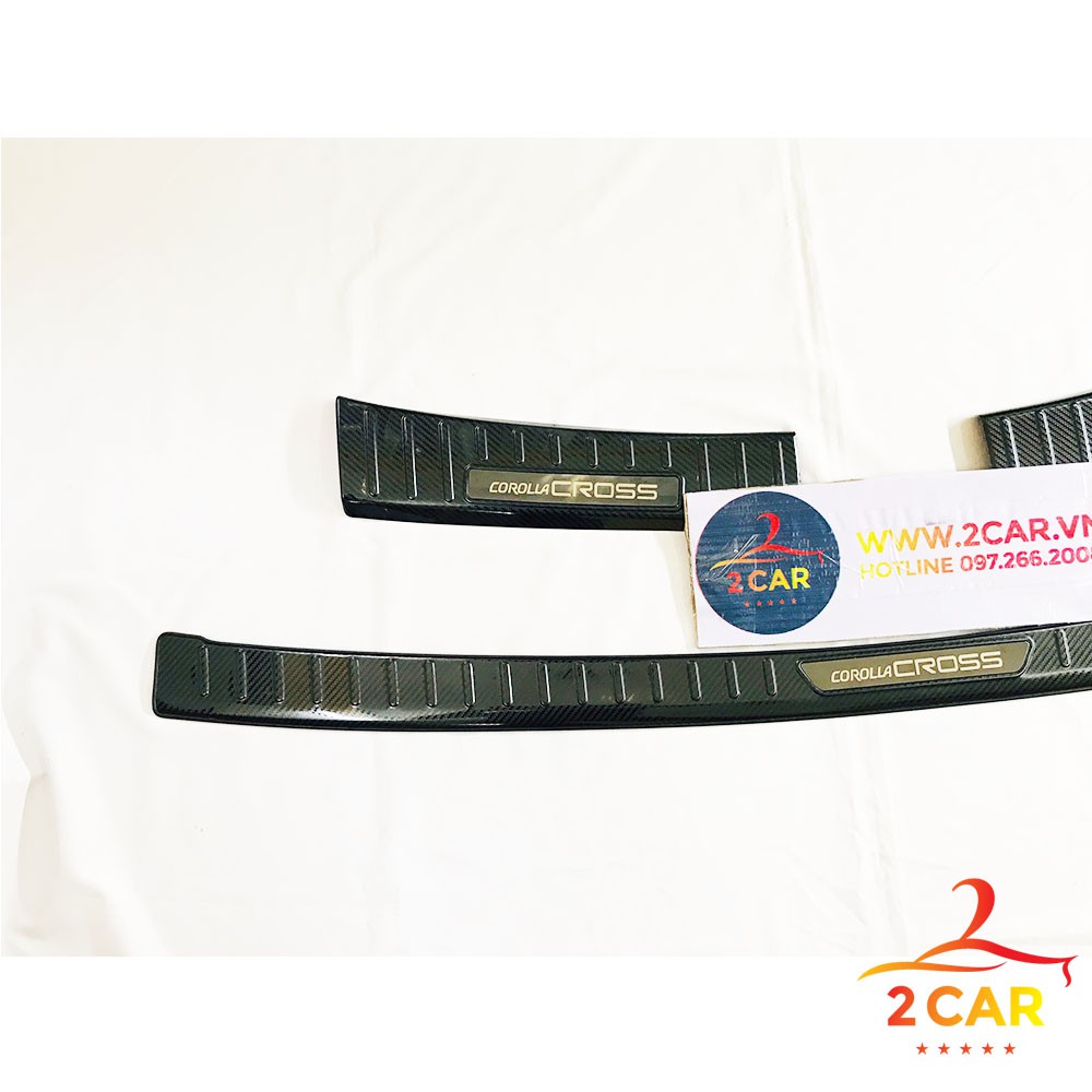 Ốp Chống trầy cốp trong, ngoài CARBON xe Toyota Corolla Cross 2020 2021 2022 2023 vân Cacbon cao cấp