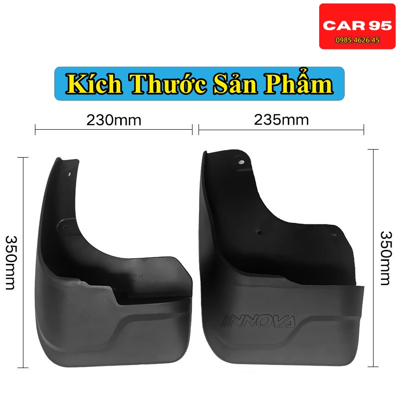 Chắn Bùn Toyota Innova Đời 2006 - 2022 Chất liệu Nhựa Dẻo Tặng kèm Ốc Vít ,Bộ 4 Chiếc Hàng Loại 1