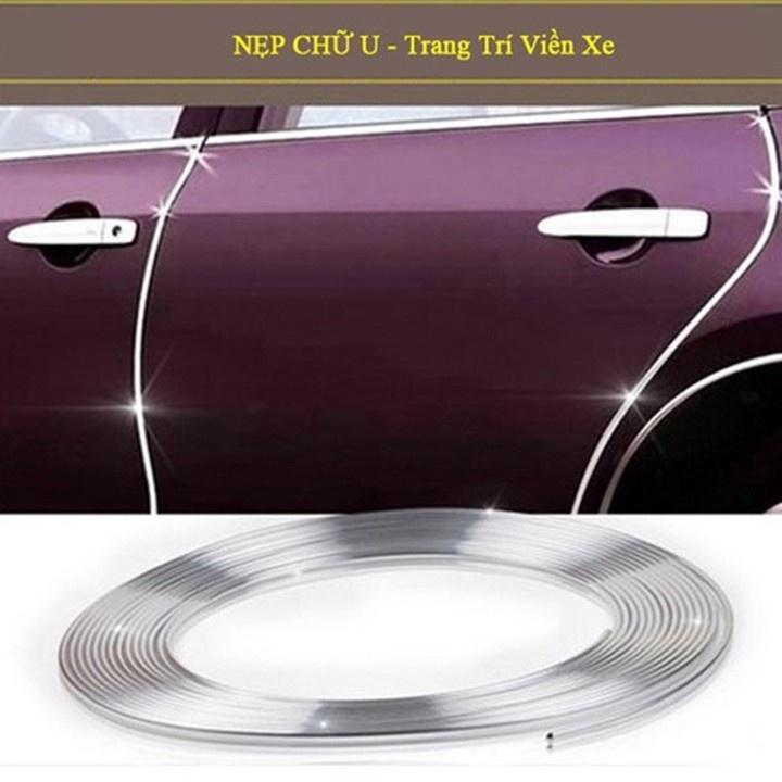 Dán viền trang trí xe hơi mạ crom - Nẹp chữ U trang trí, chống xước, bảo vệ xe, cuộn dài 12m