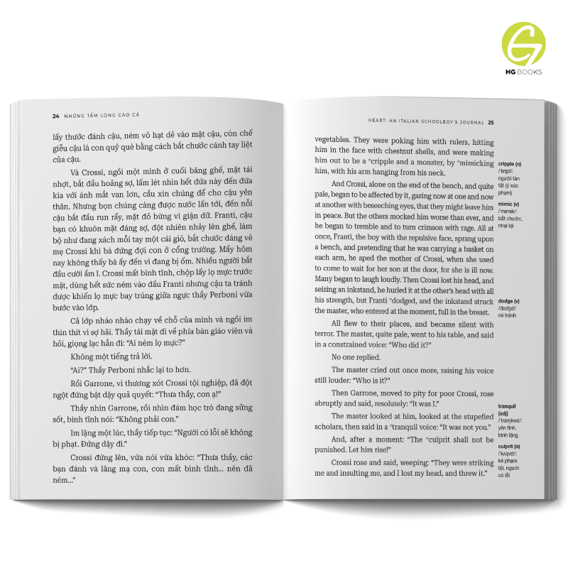 Sách song ngữ văn học kinh điển Những Tấm Lòng Cao Cả - Có note từ vựng, tặng kèm file nghe - HG Books
