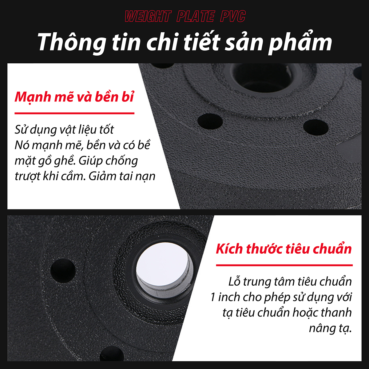 BG Bánh Tạ Nhựa 1.25kg - 20KG Đặc Ruột - Sẵn Kho Giao Liền - Tạ Miếng Nhựa