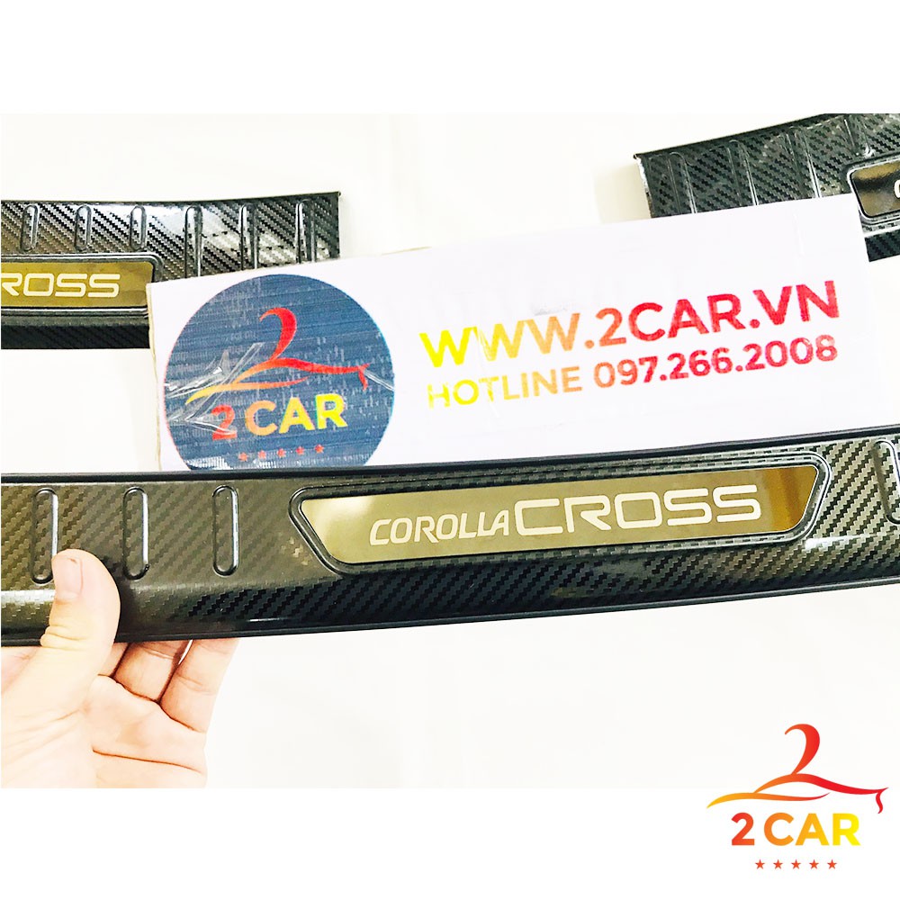 Ốp Chống trầy cốp trong, ngoài CARBON xe Toyota Corolla Cross 2020 2021 2022 2023 vân Cacbon cao cấp