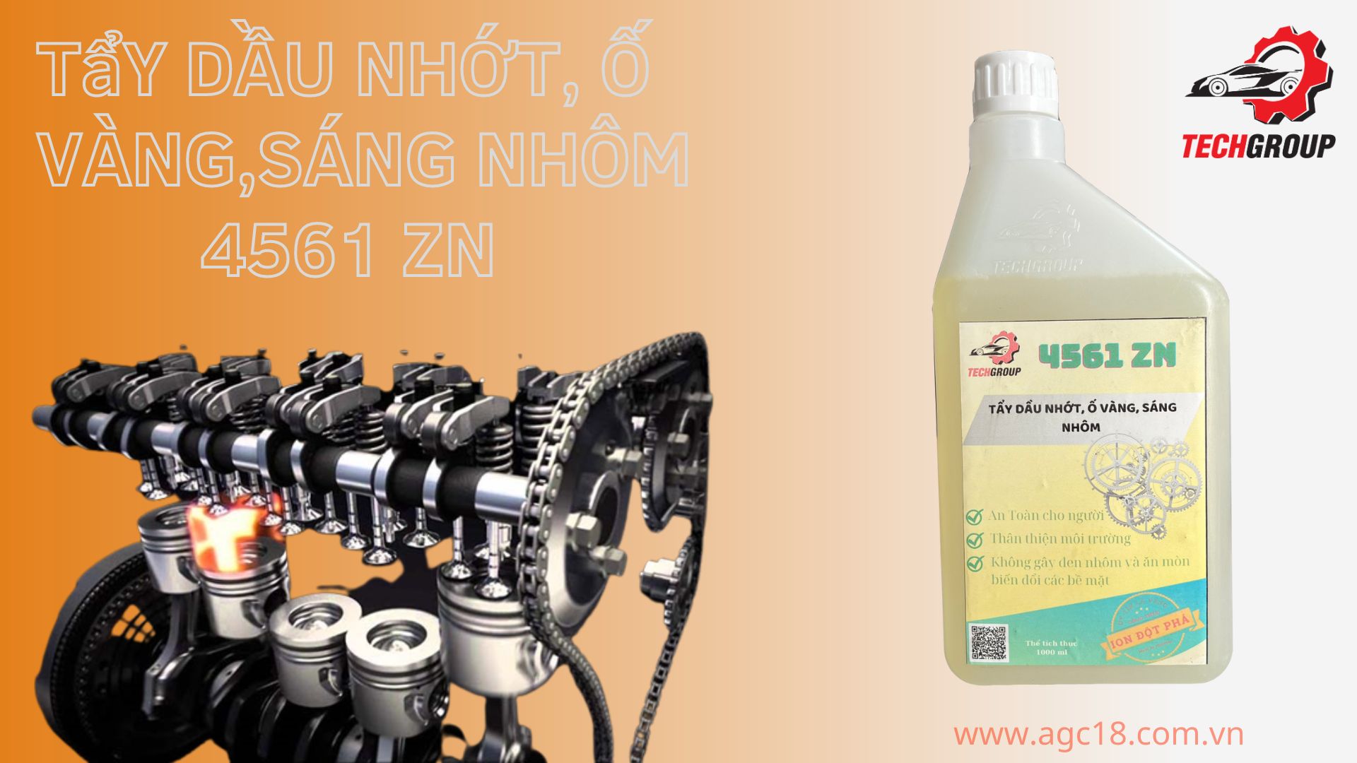Dung dịch tẩy dầu nhớt, ố vàng, sáng nhôm Techgroup 4561 ZN – 1 Lít