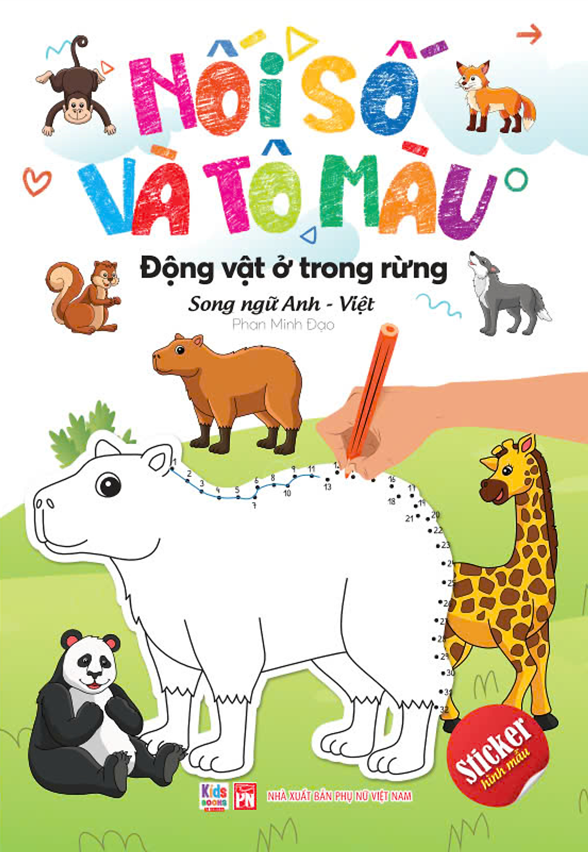 Sách - Nối Số Và Tô Màu - Động Vật Ở Trong Rừng - Song Ngữ Anh-Việt