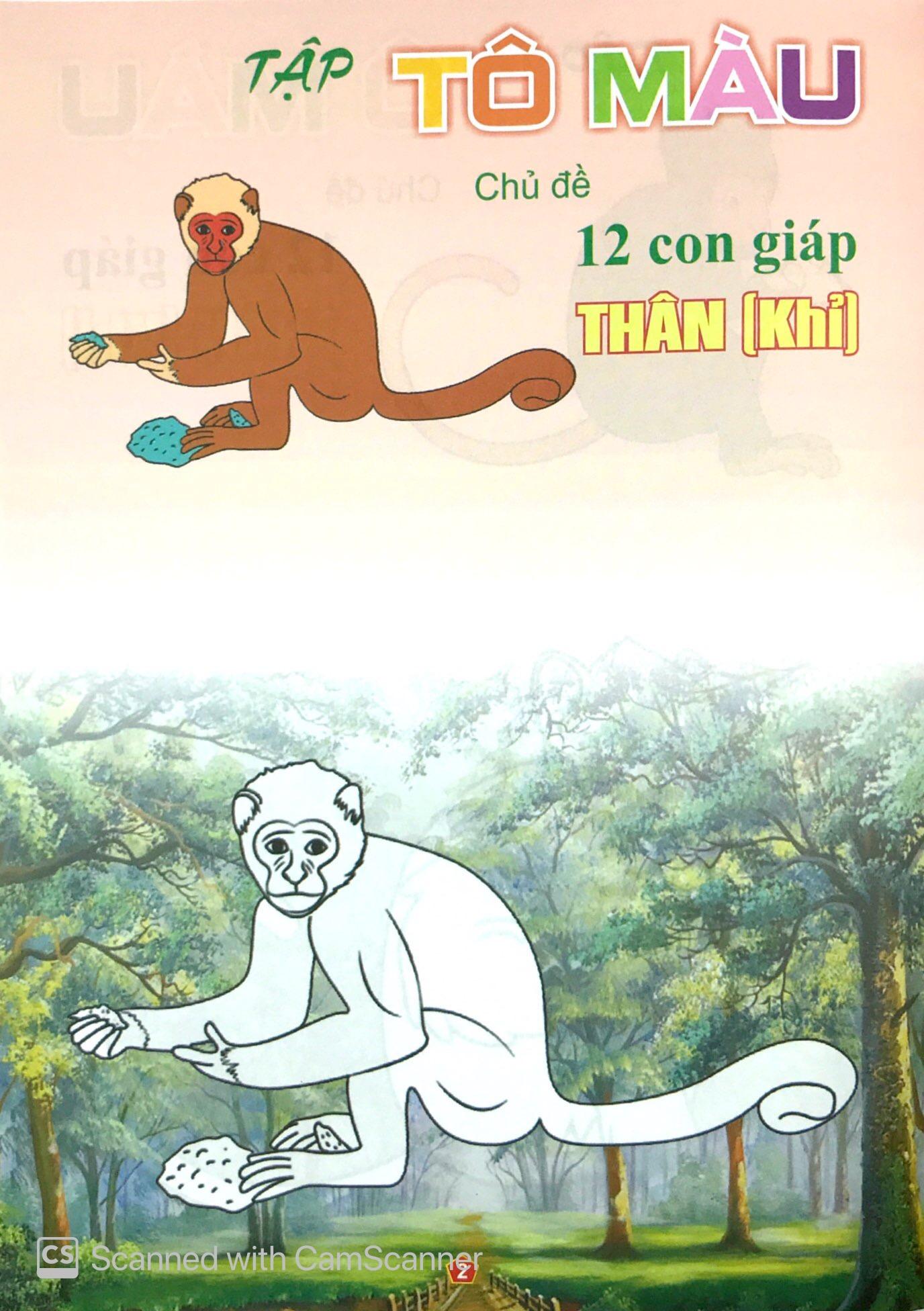 Bộ Tập Tô Màu Chủ Đề 12 Con Giáp: Tị - Dần - Thân - Ngọ (Bộ 4 Cuốn)