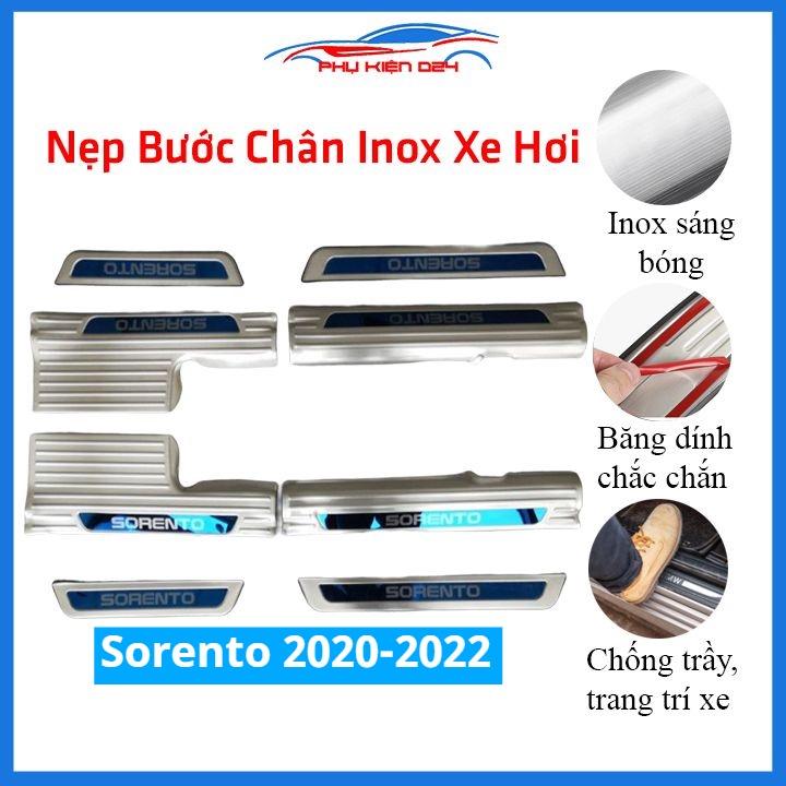 Bộ ốp bậc cửa trong ngoài nẹp bước chân Sorento 2020-2021-2022 Inox chống trầy trang trí xe