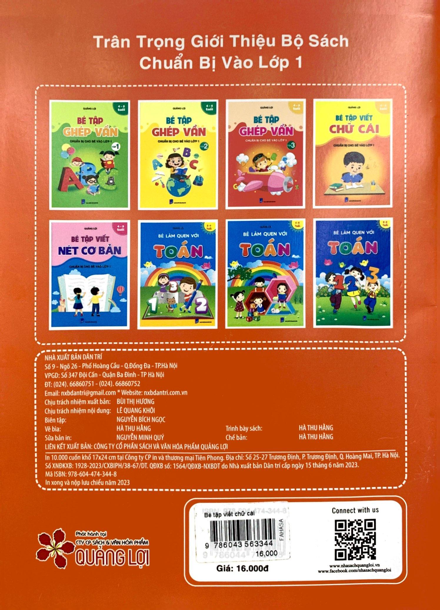 Chuẩn Bị Cho Bé Vào Lớp 1 - Bé Tập Viết Chữ Cái (4-6 Tuổi)