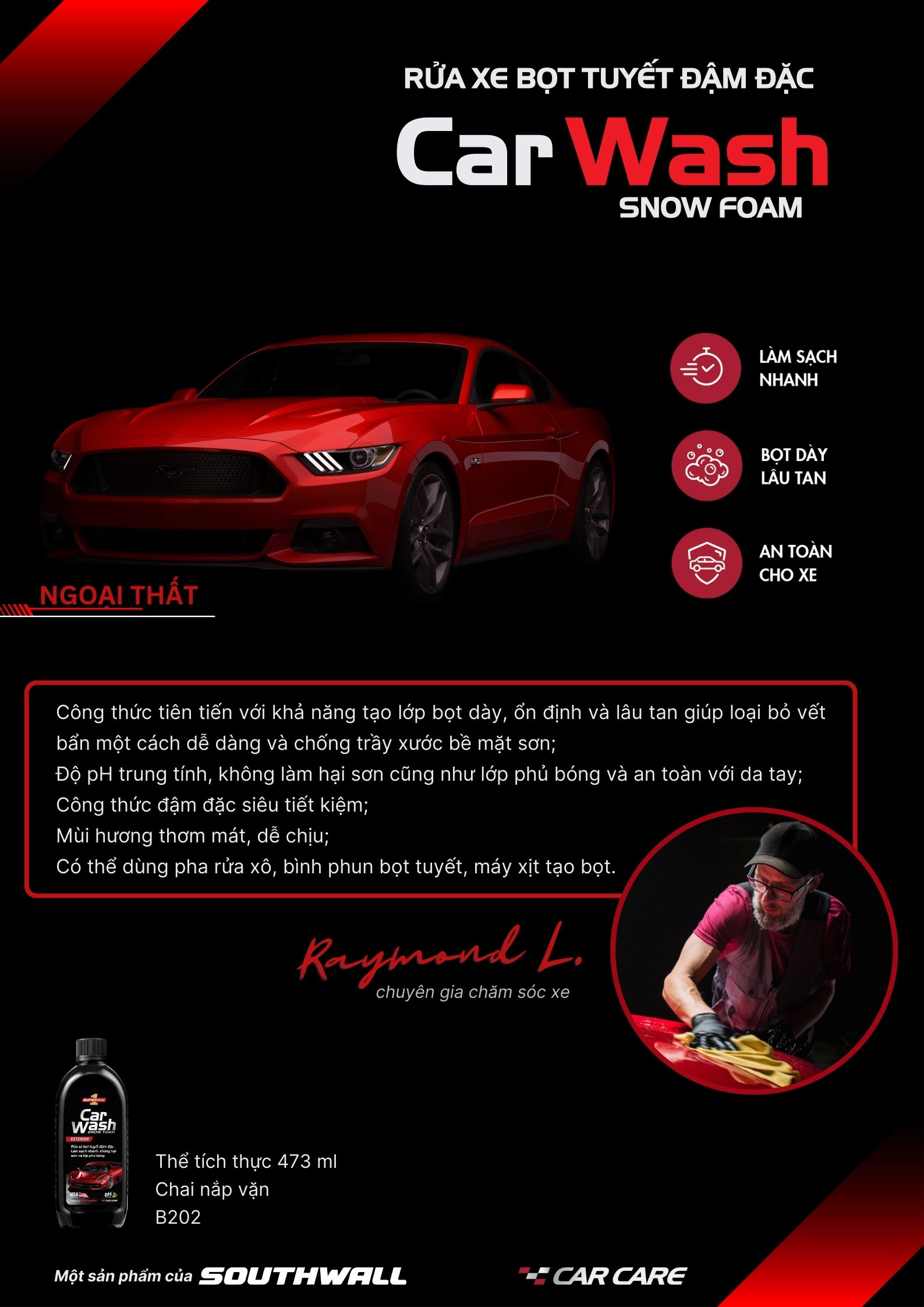 Nước Rửa Xe Bọt Tuyết SUPERONE Snow Foam Car Wash - Exterior SOUTHWALL B202
