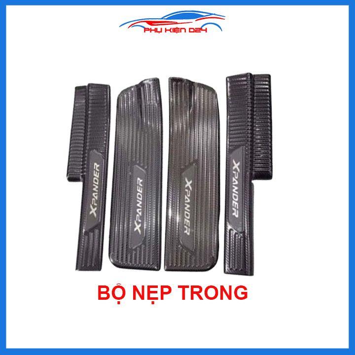Bộ nẹp bước chân trong ngoài vân Cacbon xe Xpander 2018-2019-2020 chống trầy làm đẹp ô tô