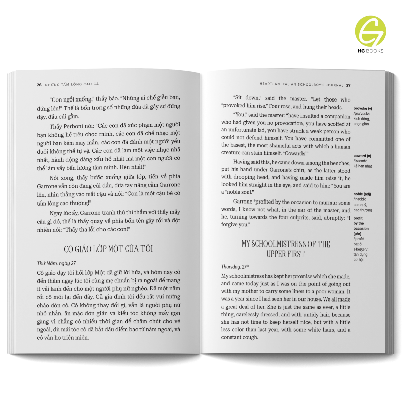 Sách song ngữ văn học kinh điển Những Tấm Lòng Cao Cả - Có note từ vựng, tặng kèm file nghe - HG Books