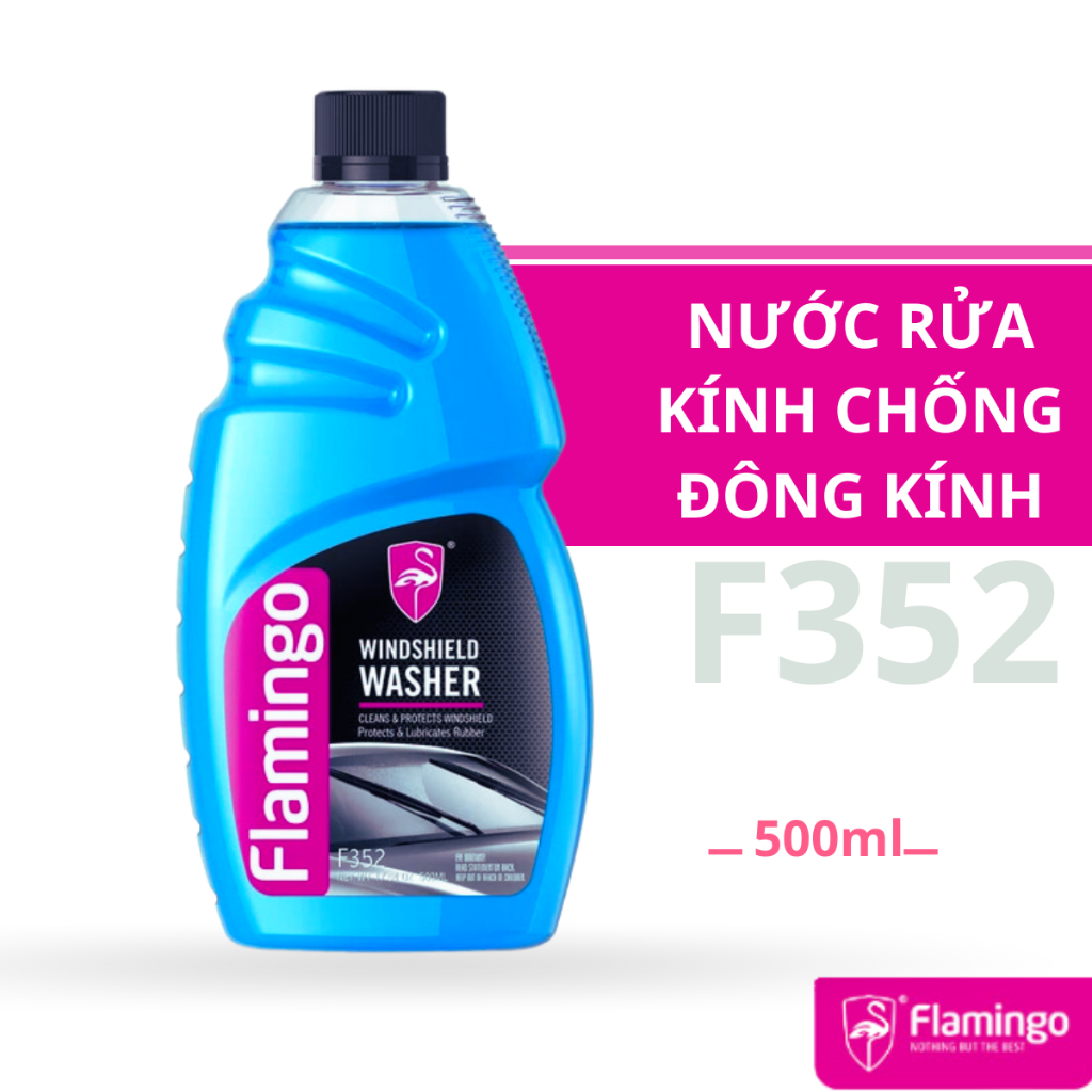 Nước rửa kính, nước đổ kính ô tô, tạo hiệu ứng sáng bóng kính xe Flamingo F352 - 500ml - Hàng chính hãng