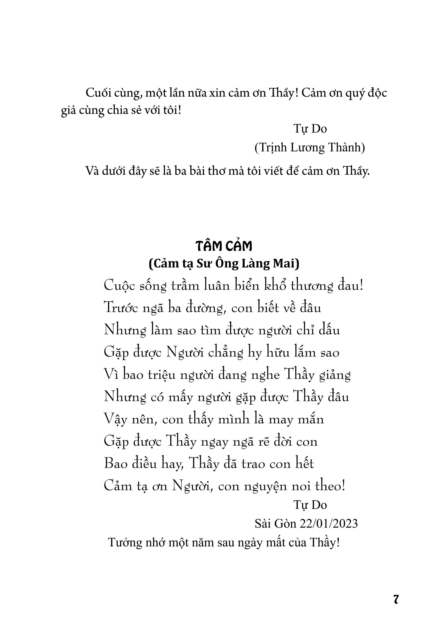 Tập Thơ Linh Hồn Trở Lại - Tự Do