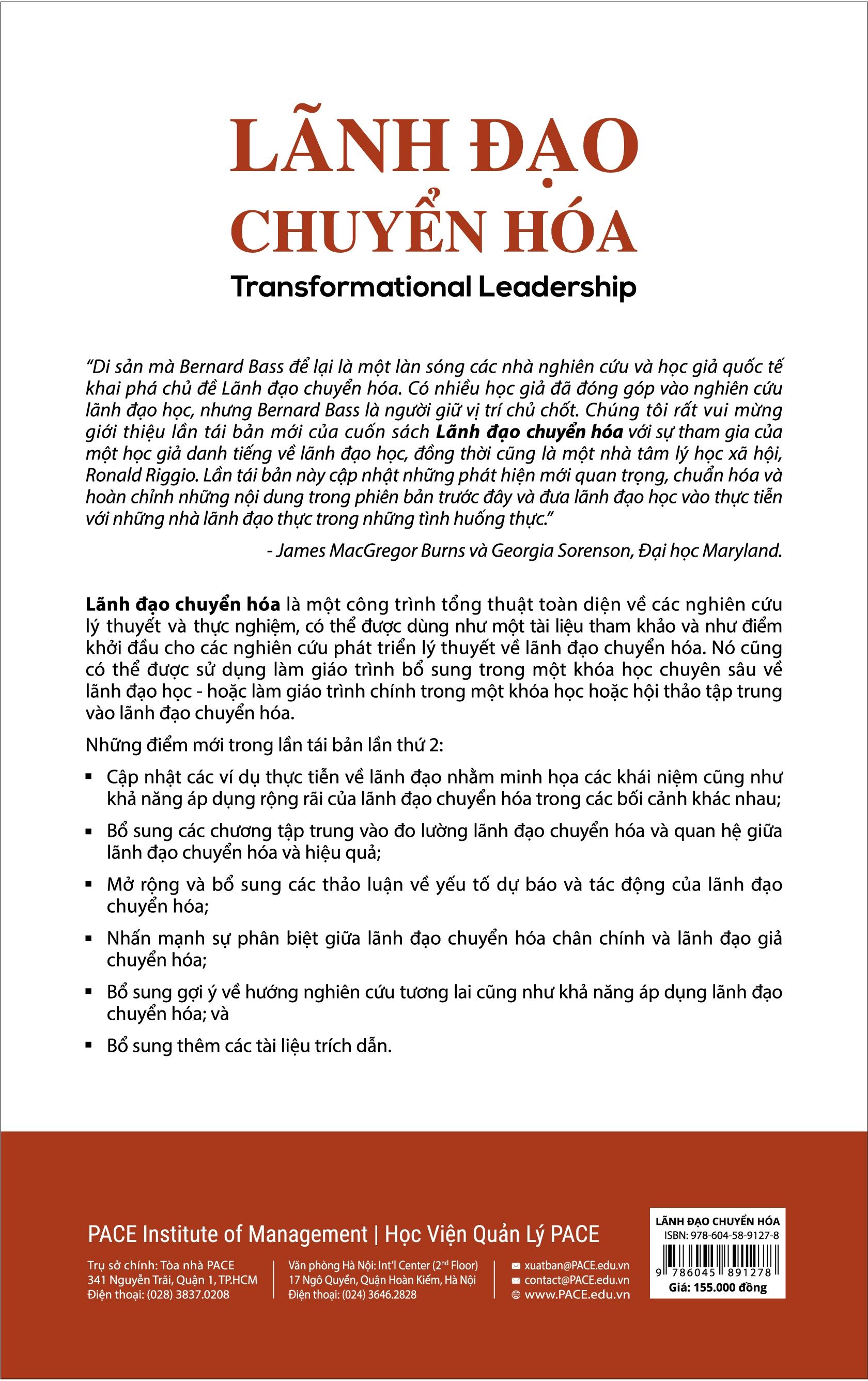 Lãnh Đạo Chuyển Hóa (Transformational Leadership) - Bernard M. Bass, Ronald E. Riggio - PACE Books