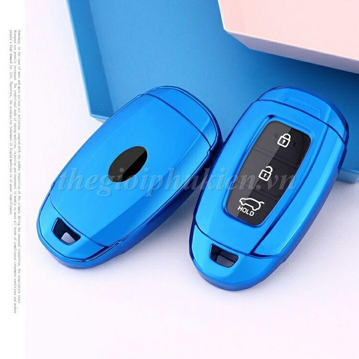Ốp silicon màu bảo vệ chìa khóa cho xe Hyundai Accent, Hyundai Kona, Hyundai Santafe 2019…kèm móc đeo INOX