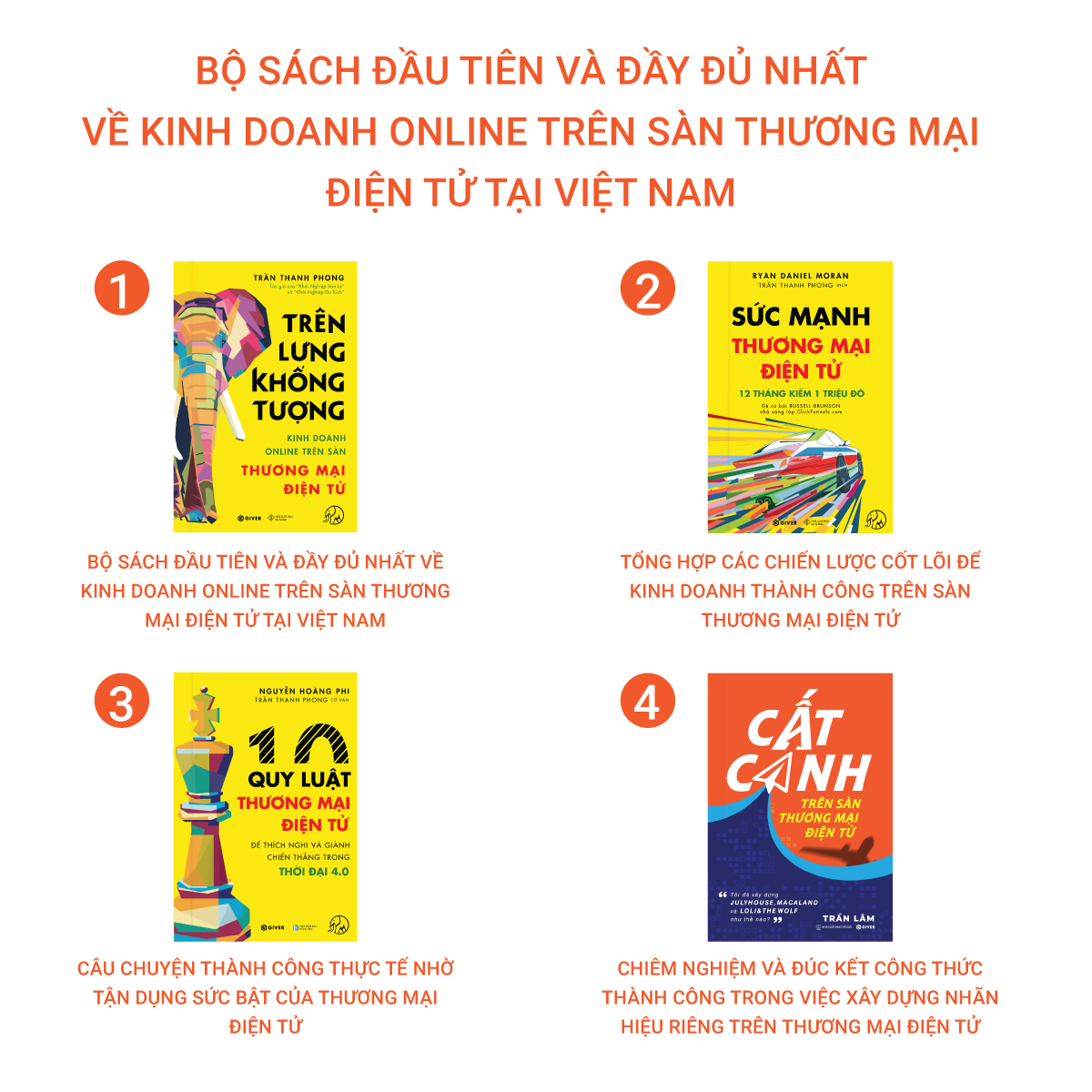 Trọn Bộ 4 Quyển Sách Trên Lưng Khổng Tượng - Kinh Doanh Online Trên Sàn Thương Mại Điện Tử - Khởi Nghiệp Với Bán Hàng Qua Mạng và Nhãn Hàng Riêng