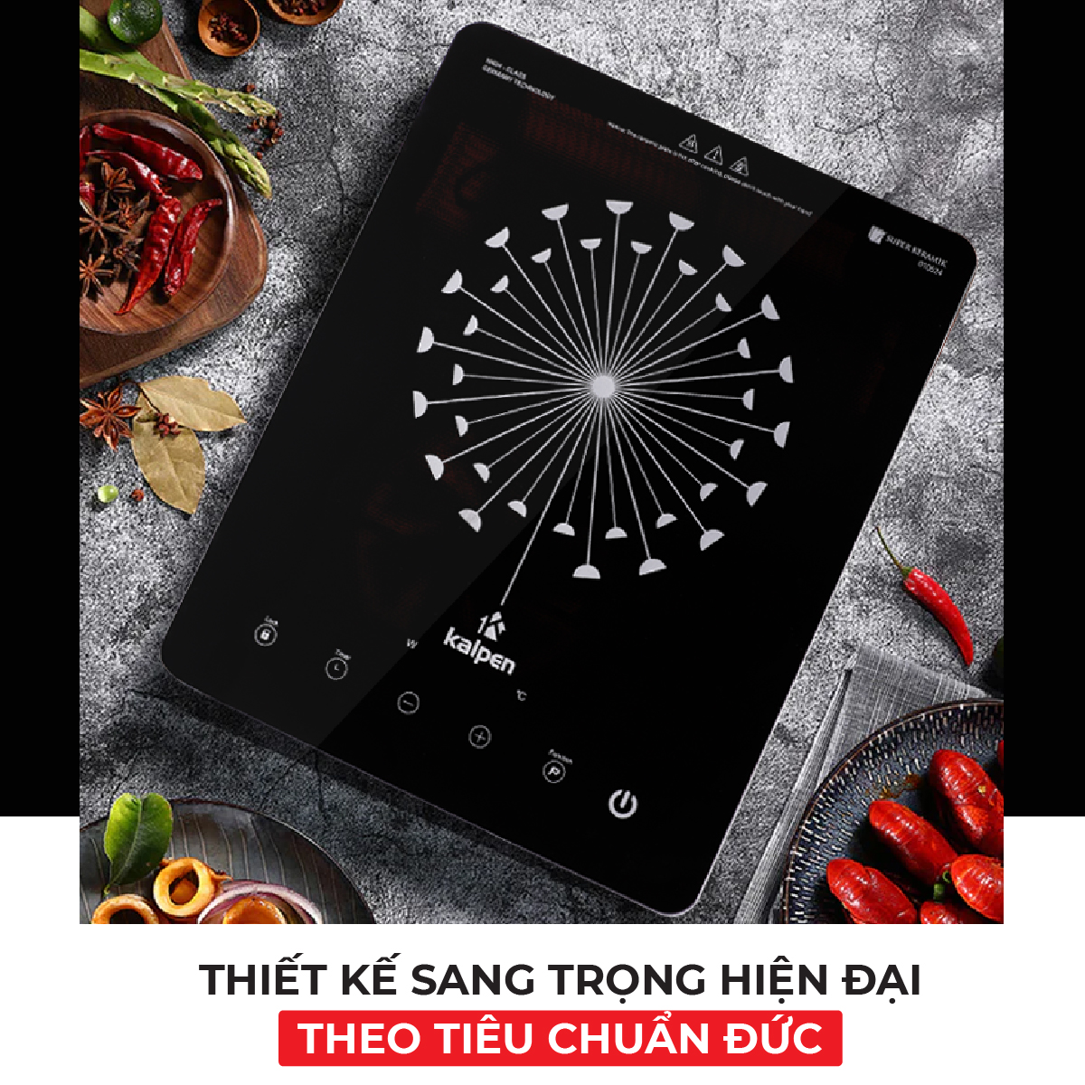 Bếp điện từ đơn Kalpen IK1 công suất 2200W tặng Nồi lẩu Inox 30cm, bảo hành 2 năm - Hàng chính hãng