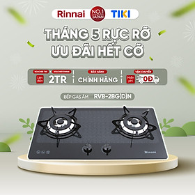 Bếp gas âm Rinnai RVB-2BG(D)N mặt bếp kính và kiềng bếp men - Hàng chính hãng.