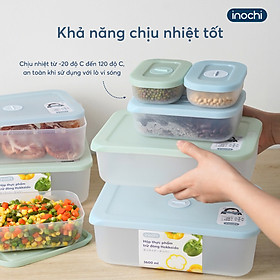 Hộp Đựng Thực Phẩm Trữ Đông Chữ Nhật Nhiều Cỡ Nắp Có Thiết Kế Đồng Hồ Ghi Nhớ Thời Gian Lưu Trữ  ( Tặng kèm khăn lau đa năng pakasa ) - Hàng Chính Hãng INOCHI ( Giao màu ngẫu nhiên)