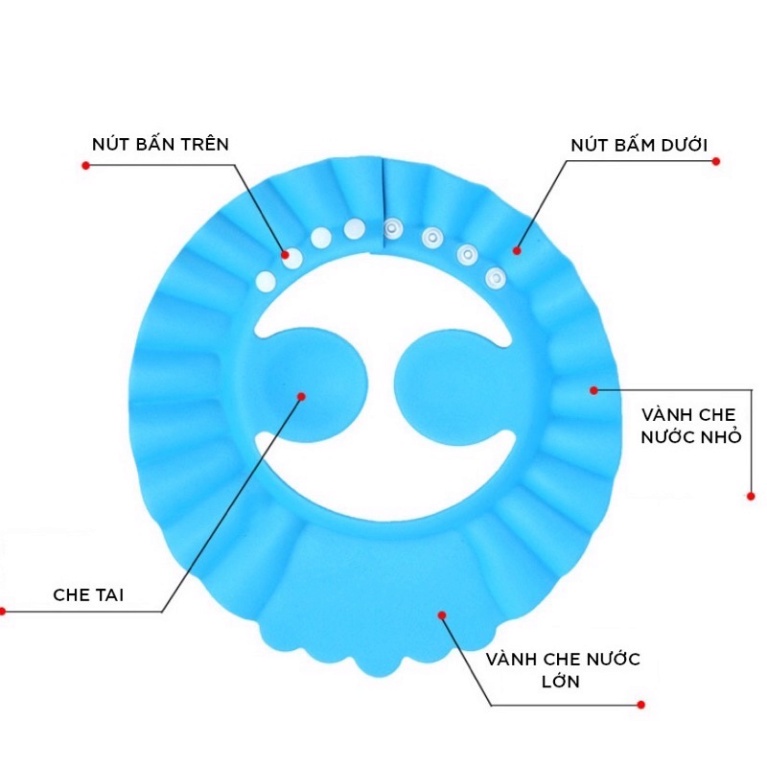 COMBO 2 Nón Gội Đầu An Toàn Cho Bé Mũ Gội Đầu Chắn Nước Che Tai – Giao Màu Ngẫu Nhiên