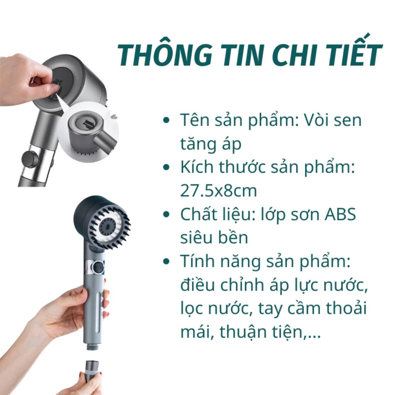 Vòi Sen Tăng Áp, Đầu Vòi Hoa Sen Mát Xa 4 Trong 1, 3 Chế Độ Áp Suất Cao Tiết Kiệm Nước, Lõi Cotton Lọc Cho Nhà Tắm - HÀNG chính hãƞg MINIIN