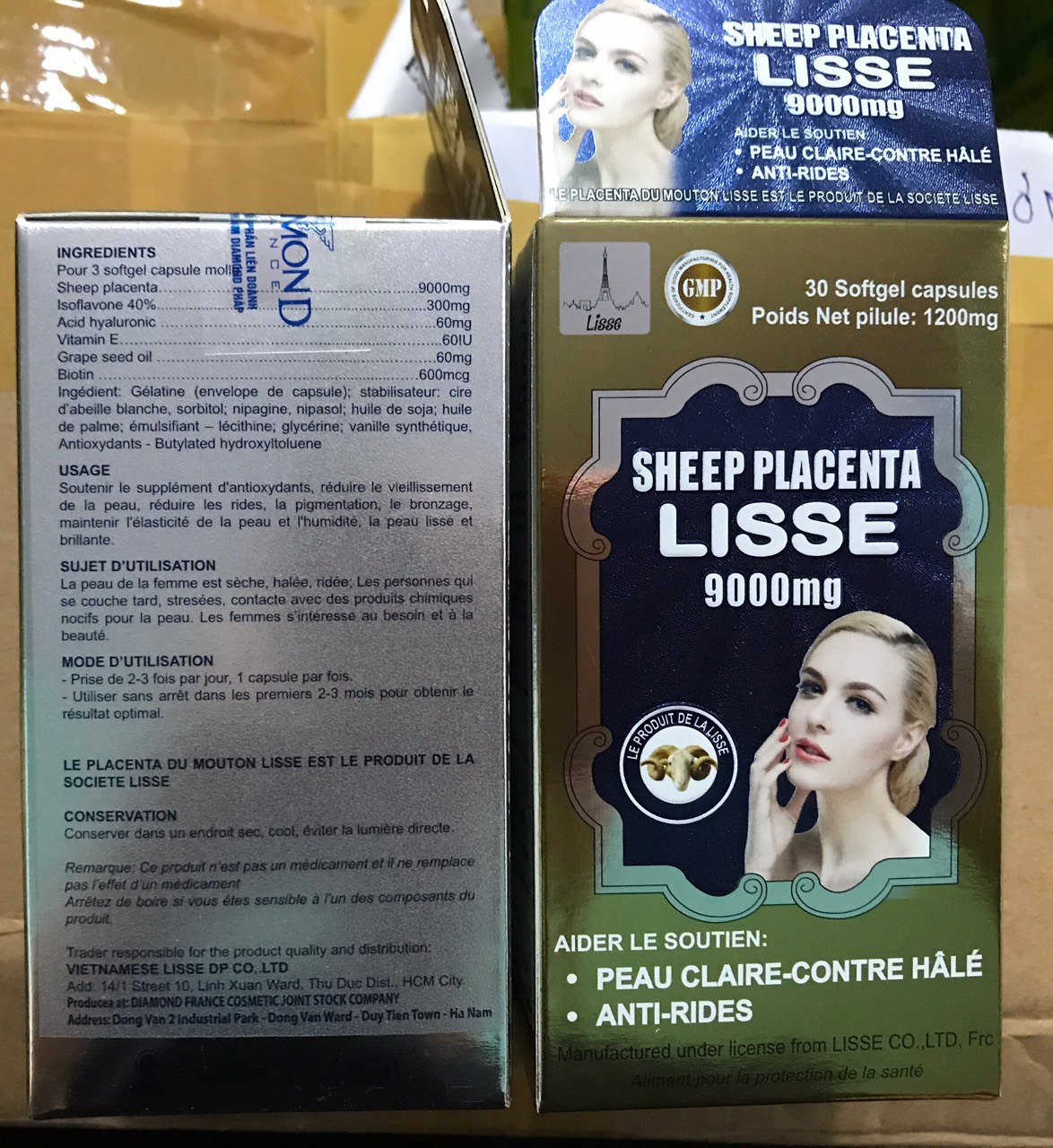 Lisse nhau thai cừu 9000mg - (Hộp 30 viên )- Sáng Da, Mờ Nám , Nếp Nhăn .