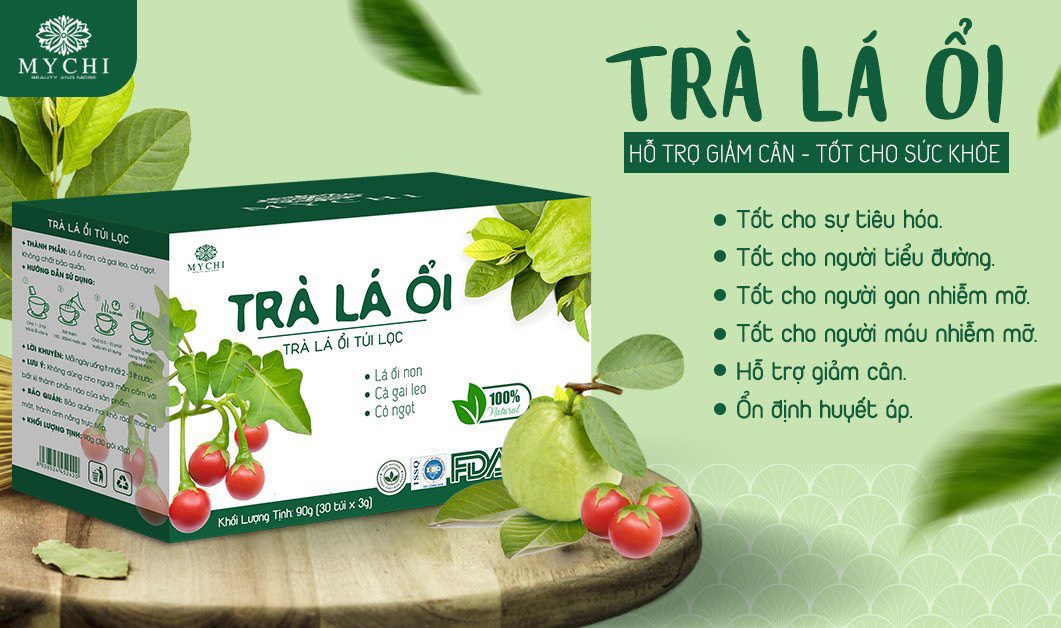 Giá Sỉ 10 Hộp Trà Lá Ổi Mychi Giam Cân Tan Mỡ Ngừa mỡ máu tiểu đường
