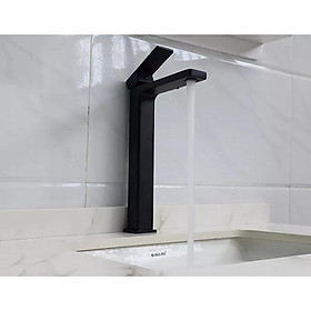 Vòi Lavabo cao 30cm, nóng lạnh thiết kế vuông, màu đen mạnh mẽ cho chậu rửa mặt Eurolife EL-HAVENT 04