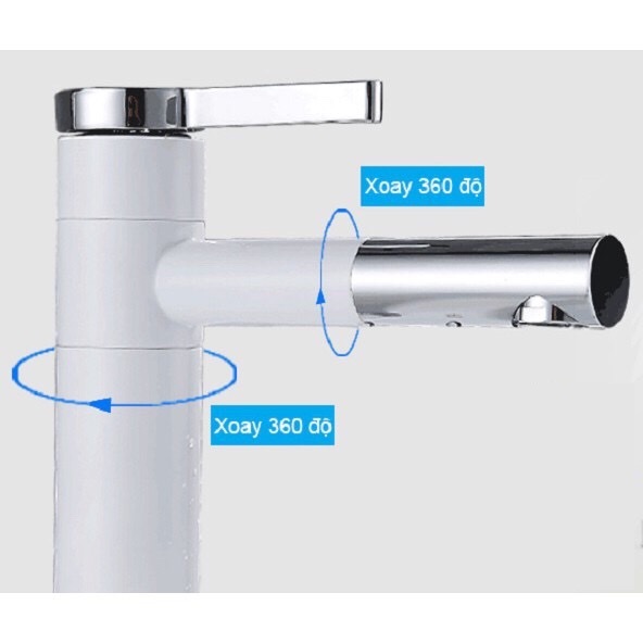Vòi rửa mặt, Lavabo đa năng nóng lạnh thân thấp trắng đầu xoay 360 độ GR 7011B (đẹp, sang trọng, lịch sự, quý phái, tinh tế)