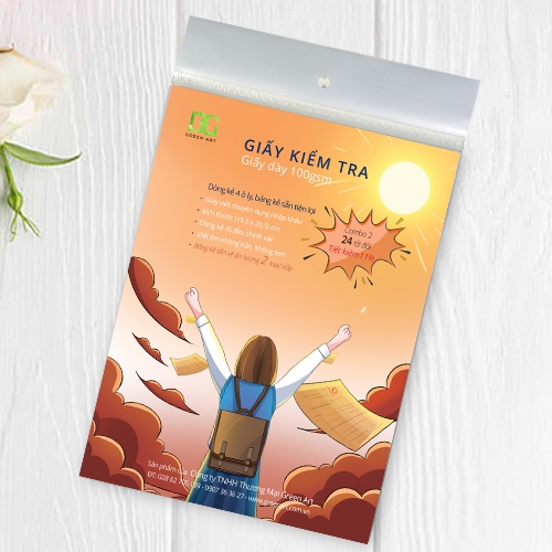 Giấy kiểm tra 4 ô ly giấy dày 100gsm, viết được tất cả các loại bút không lem không hằn, bảng kẻ sẵn tiện lợi, Combo 2: 24 tờ GKTL1-11 Green Art- Hàng chính hãng