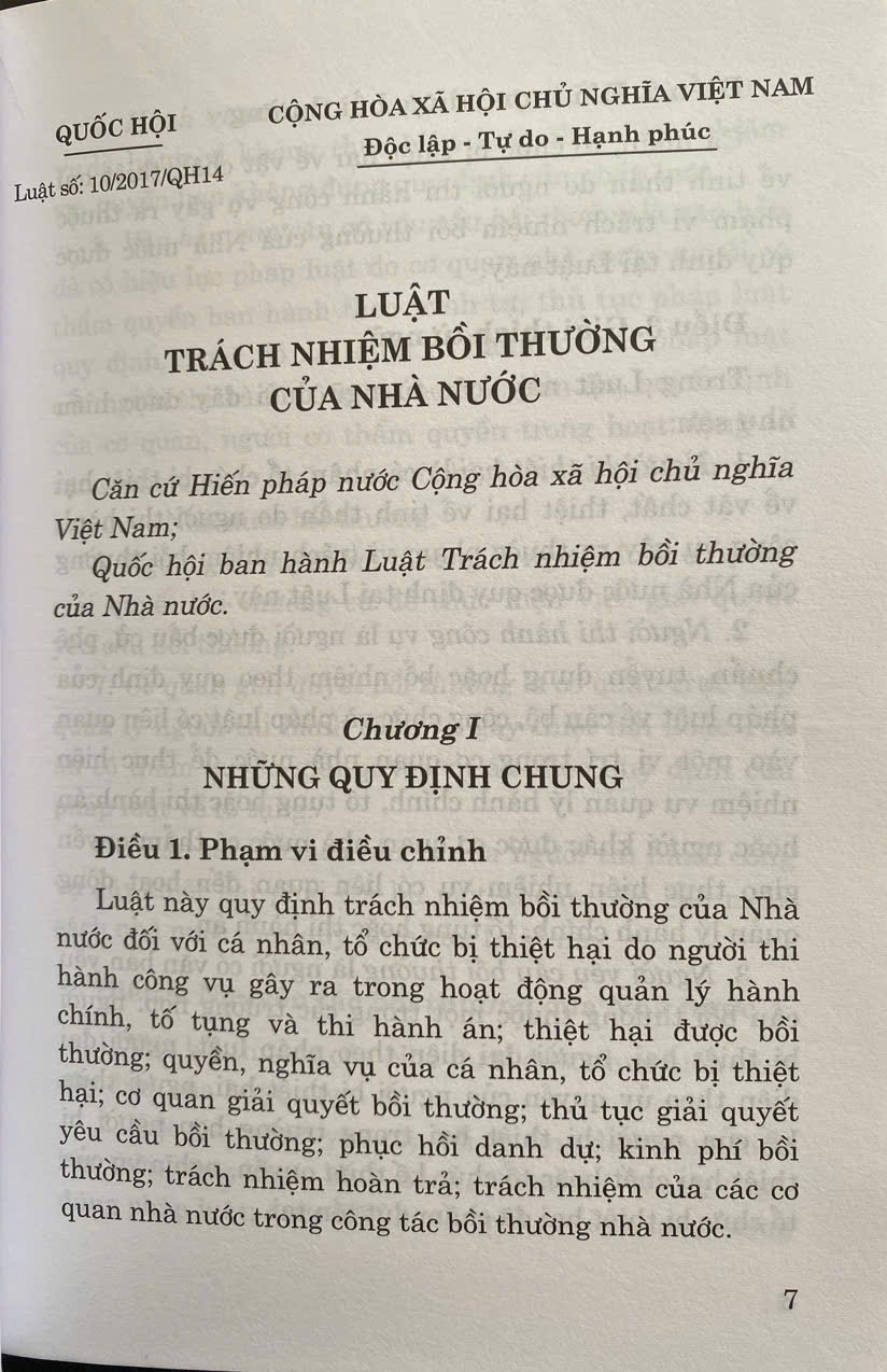 Luật Trách Nhiệm Bồi Thường Của Nhà Nước (Hiện Hành)