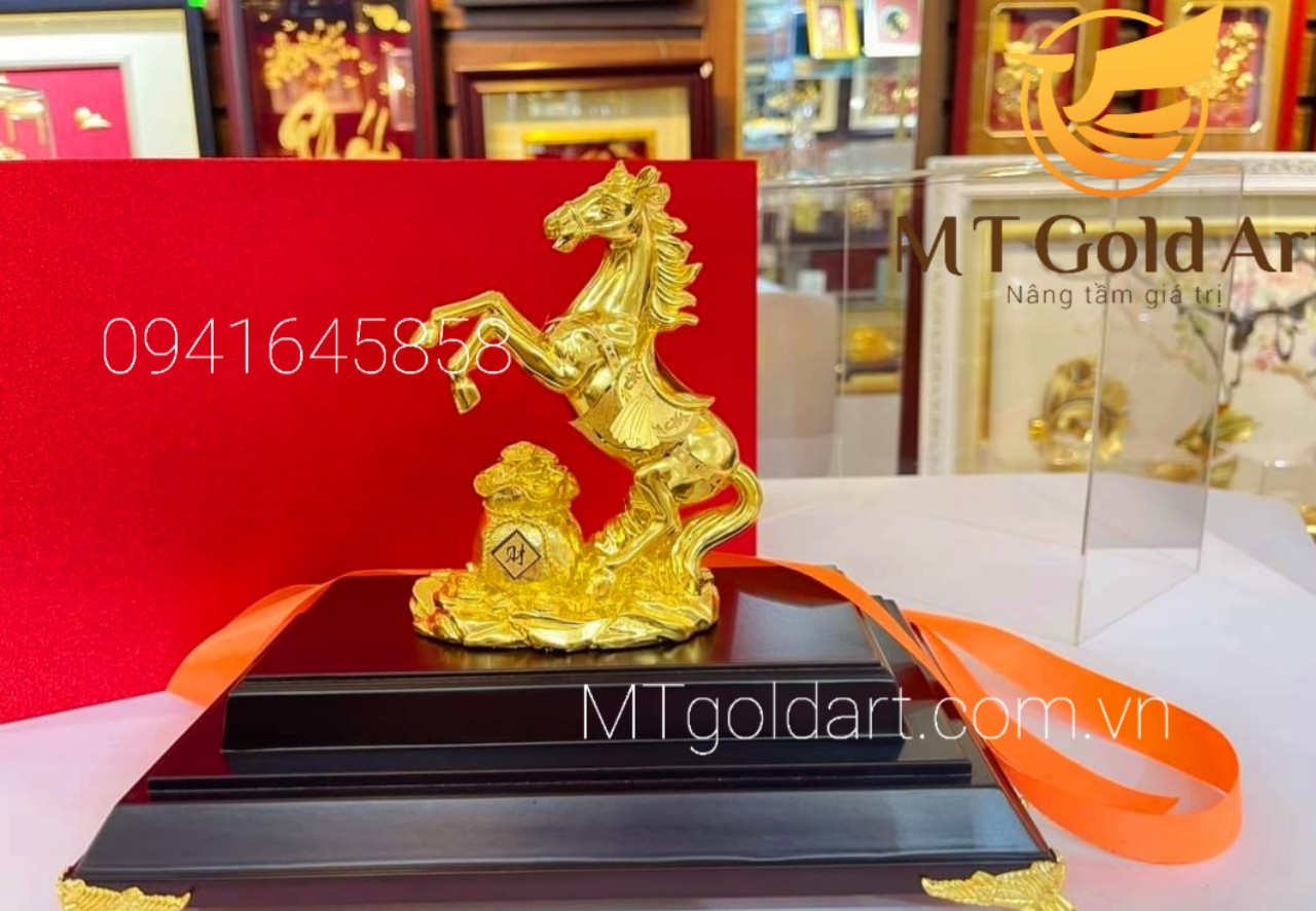 Tượng ngựa dát vàng 24k(22x17x14cm) MT Gold Art- Hàng chính hãng, trang trí nhà cửa, phòng làm việc, quà tặng sếp, đối tác, khách hàng, tân gia, khai trương