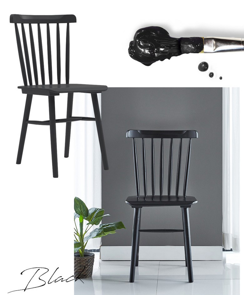 GHẾ BÀN ĂN GỖ XUẤT KHẨU MÀU ĐEN - STOOL CHAIR BLACK