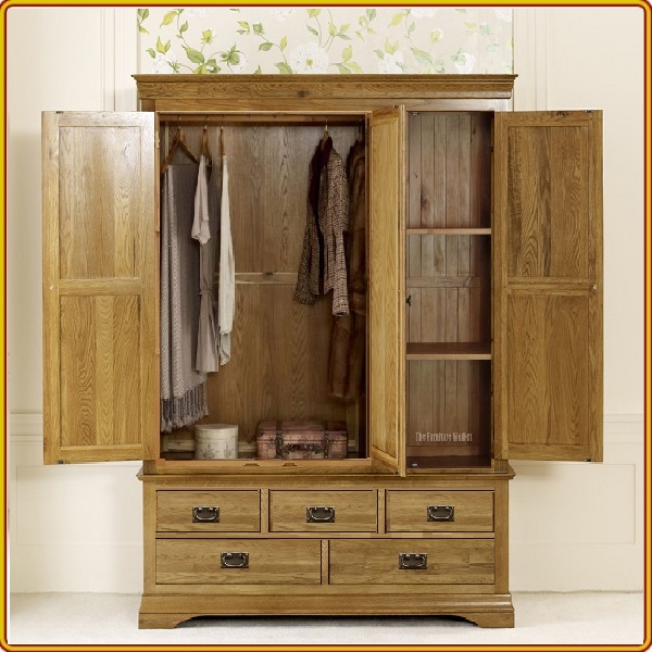 Tủ áo 3 Cánh + 5 Ngăn Kéo Dưới gỗ Oak Juno Sofa