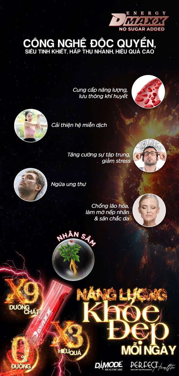 DMAXX thức uống bổ sung vitamin năng lượng không đường DAMODE 73 gói màu đỏ mỗi gói 2,2gr