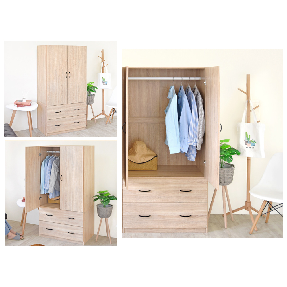 TỦ QUẦN ÁO ECOFURNIX GT2123 2 CÁNH HIỆN ĐẠI