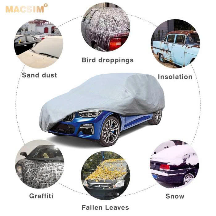 Bạt phủ ô tô chất liệu vải không dệt 3 lớp cao cấp thương hiệu MACSIM cho xe ô tô Mitsubishi Outlander màu ghi