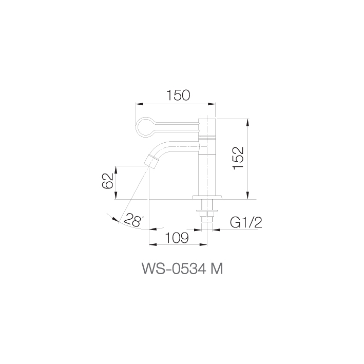 Vòi chậu lạnh dạng thấp - WS-0534M - INOX SUS 304