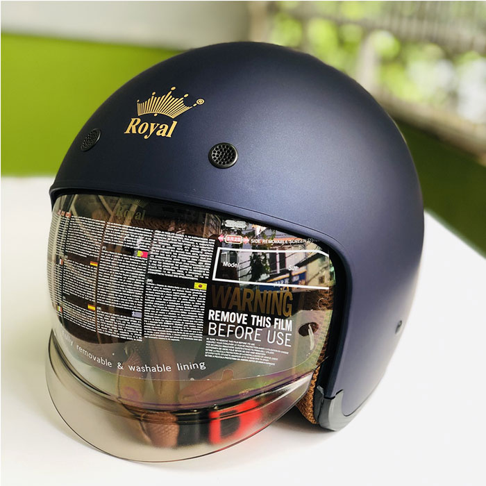 Nón bảo hiểm 3/4 ROYAL M139 có kính âm màu XANH MỰC NHÁM