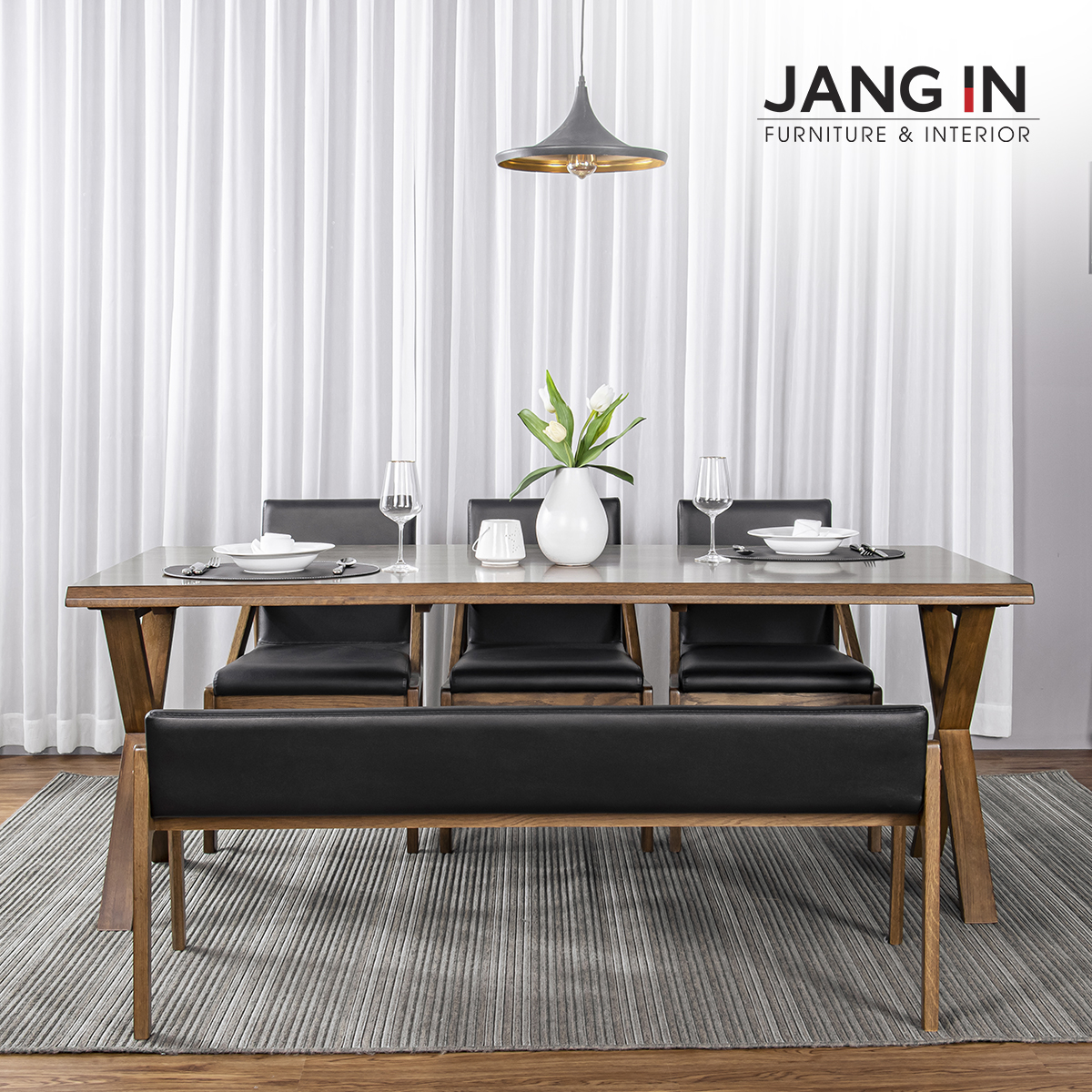 Bộ Bàn Ăn Forest 6 Chỗ Ghế 3 + Ghế Dài Jang In