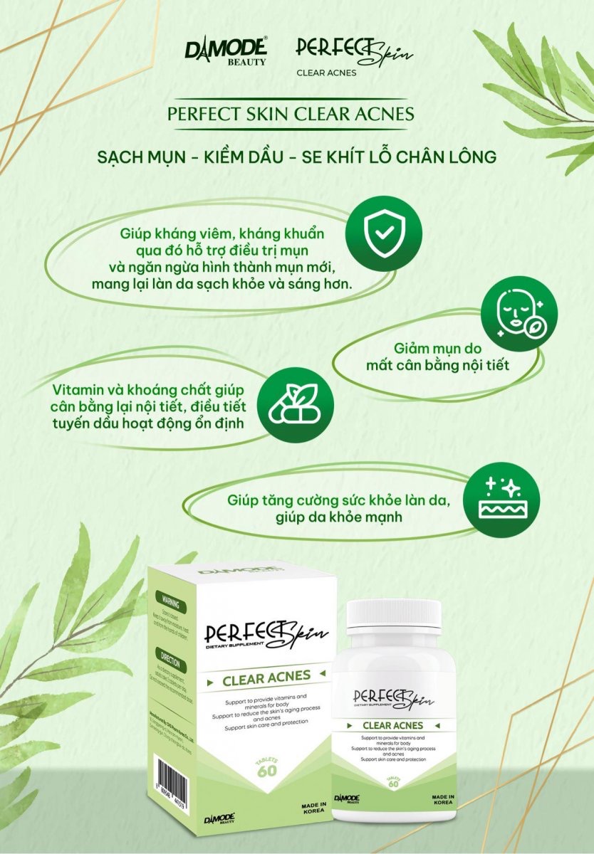Viên uống ngăn ngừa mụn CLEAR ACNES DAMODE lọ 60 viên