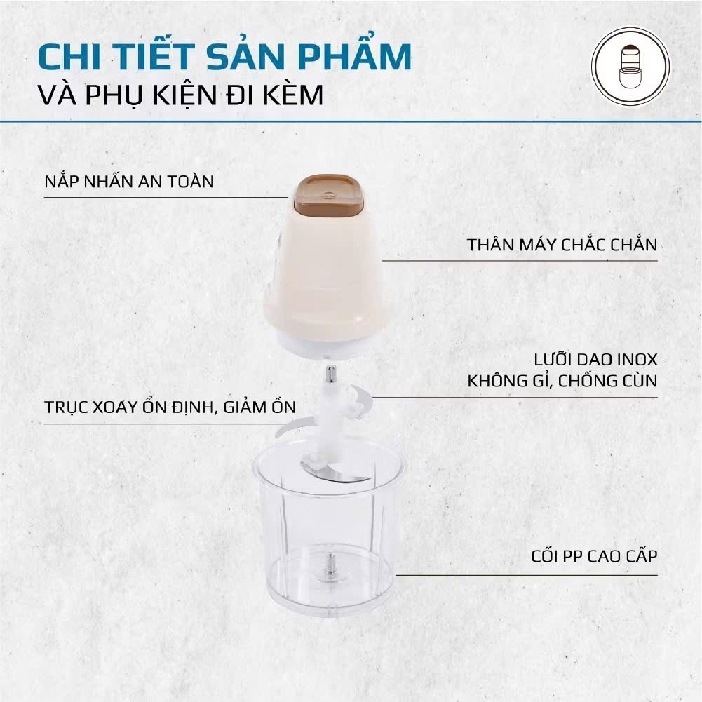Máy Xay Thịt Đa Năng SK-06009, Công Suất 200W, Dung Tích 700ml, Xay Thịt Cá, Thực Phẩm, Sinh Tố, Xay Đá - HÀNG CHÍNH HÃNG MINIIN