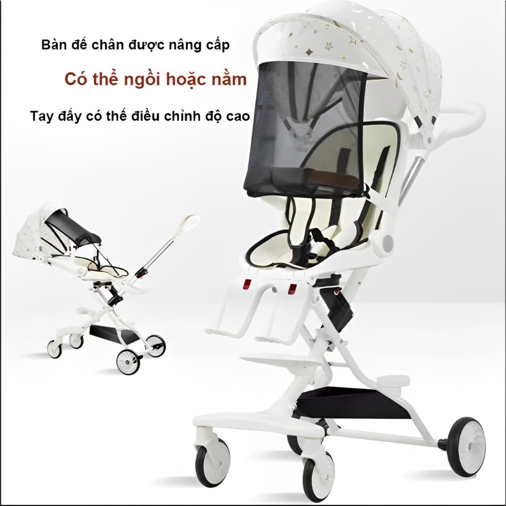 Xe đẩy cho bé 2 chiều có thể gấp gọn linh hoạt,chịu lực trên 50kg ,3 tư thế ngả sâu có giảm sóc cho bé yêu